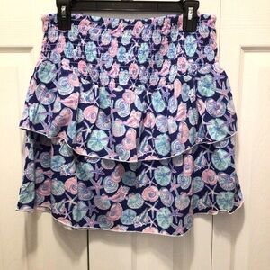 Simply Southern Shell-Bee Tiered Smocked Seashell Print Skirt